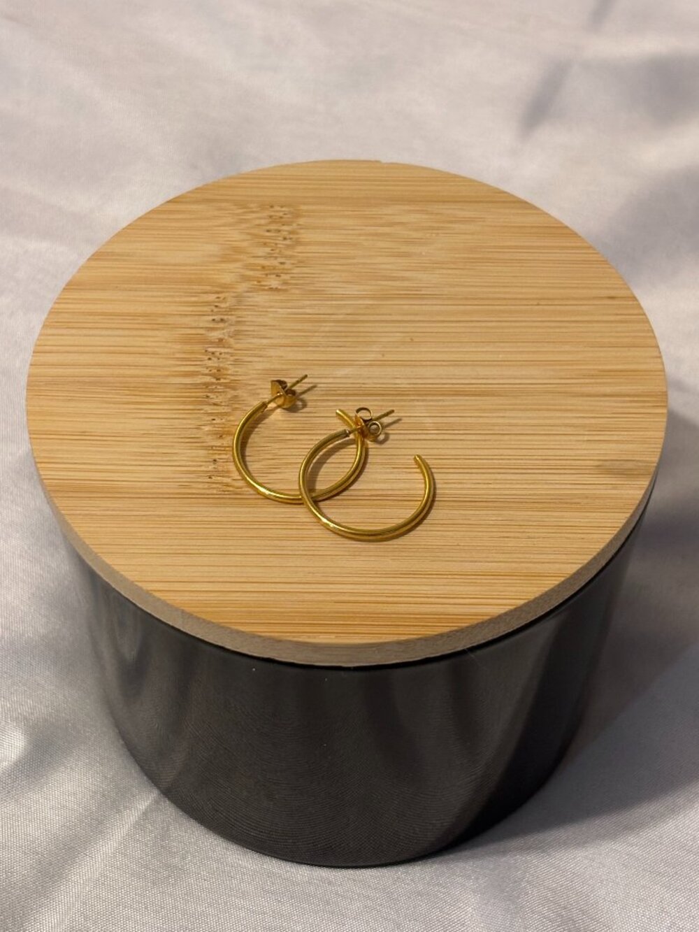 Gold Tone Hoop Earrings Classic Medium Thin Open Hoops Minimalist Jewelry